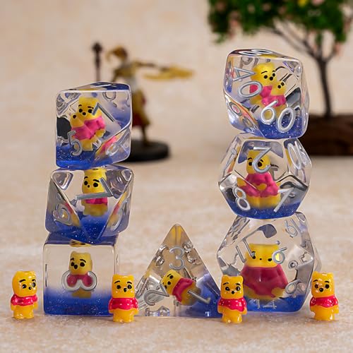 D&D Resin Dice Set, Bear Polyhedral DND D and D Dice Inclusion Dice for Dungeons and Dragons MTG RPG for Ages 15 and Up - color: Bear3