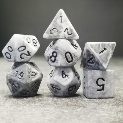 Sage’s Portal Stones DND Dice Set Acrylic Opaque 7-PC Polyhedral DND Dice Set for Dungeons and Dragons D&D Sage’s Cantrips RPG Tabletop TTRPG (Ancient Silver Stone) - color: Ancient Silver Stone