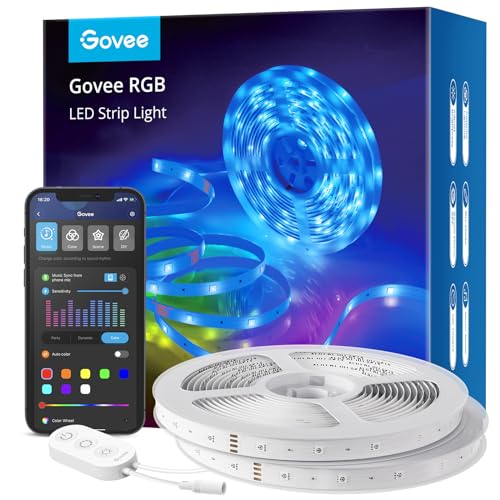 Govee Smart RGB LED Strip Lights 100ft, Work with Alexa Google Assistant | APP WiFi Control, 16 Million Colors, 64 Scene Modes, Music Sync, LED Lights for Bedroom, Kitchen, Home Decor, 2 Rolls of 50ft - size: 100ft