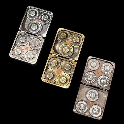 7 in 1 Metal DND Dice Set Spinner dice subitable for Dungeons & Dragons in Magnetic Iron Box（Gold） - color: Openable-gold