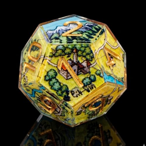 Map Landscape Sharp Edge Resin DND Dice Set 7PCS Polyhedral Dice for Tabletop RPG Games, Handmade Multi-Sided Dice for Dungeons Role Playing, Pathfinder, Gift for Gamers - color: Map