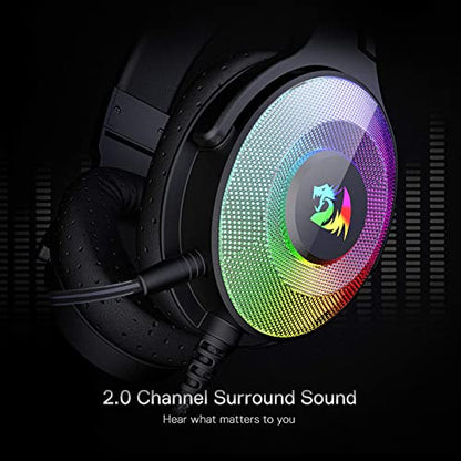 Redragon H350 RGB Wired Gaming Headset, Dynamic RGB Backlight - Stereo Surround-Sound - 50MM Drivers - Detachable Microphone, Over-Ear Headphones Works for PC/PS4/XBOX One/NS - color: Black