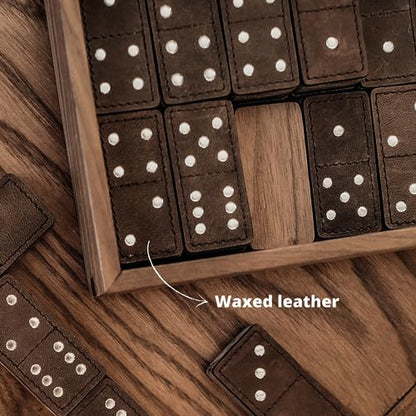 Dominoes Set for Adults 28 Tiles, Domino & Tile Games Set for Classic Board Games, Wooden Dominoes Double 6, Double Six Standard Dominoes Set, Dark Brown - color: Dark Brown