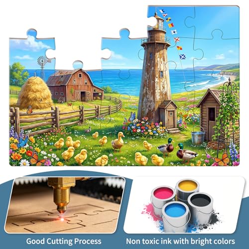 6 Pack 25 Piece Large Piece Puzzles for Seniors with Dementia & Alzheimer's Puzzles | Memory Care Games for Elderly Adults | Easy Grip Cognitive Activities in Nursing Home