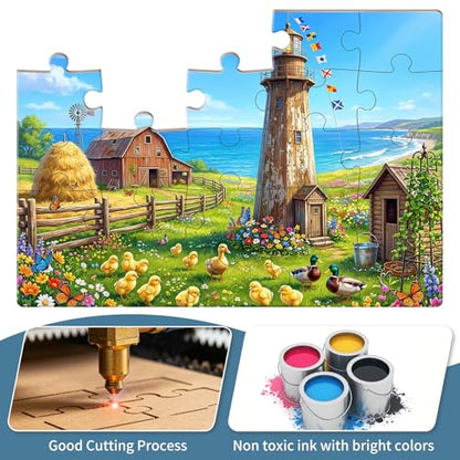 6 Pack 25 Piece Large Piece Puzzles for Seniors with Dementia & Alzheimer's Puzzles | Memory Care Games for Elderly Adults | Easy Grip Cognitive Activities in Nursing Home