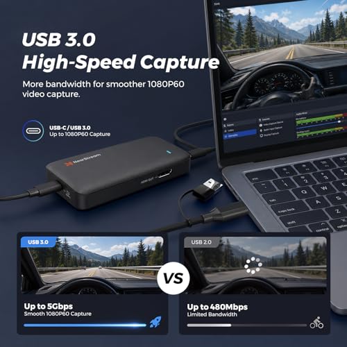 NearStream 4K HDMI Capture Card, USB 3.0 Video Capture Card for Live Streaming & Gaming, Record in 1080P 60FPS with Ultra-Low Latency, Compatible with PS5, PS4, Xbox, Switch, Windows/Mac/Linux (CCD10) - style: 1080P60-CCD10