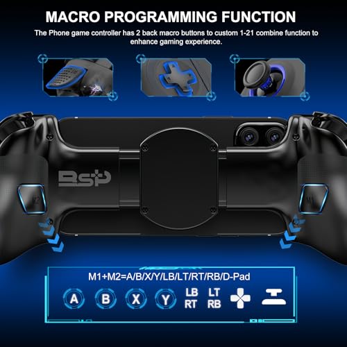 Phone Controller for iPhone, iPad, Android Phone, Tablet, PC, Switch 2, Mobile Game Controller with Hall Trigger, Turbo, Programming, Vibration, Wireless Handheld Gamepad Play Streaming, Cloud Gaming - color: Black