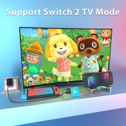 pdobq Switch Dock Switch Docking Station for Nintendo, Portable Switch2 TV Adapter Support 4K/60HZ TV Mode Compatible Steam Deck/Switch OLED, Travel Dock with HDMI2.0 USB3.0 Port - size: 4k/60hz