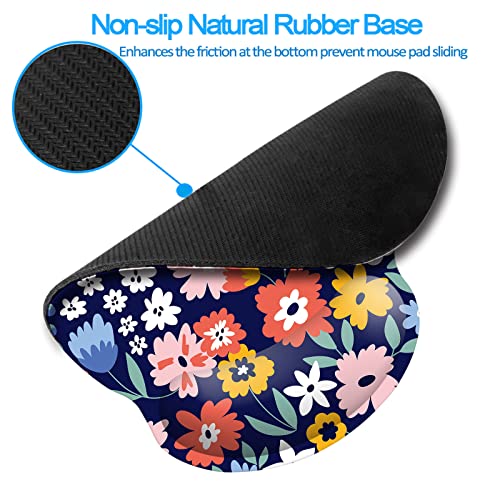 Memory Foam Wrist Support Mouse Pad Comfortable Padded Wrist Mousepads 9in X10in Desktop Notebook Mouse Mat (Vibrant Flower Foam) - color: Vibrant Flower Foam
