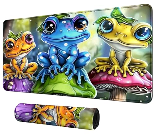Cute Frogs Mushrooms for MTG & TCG Playmat Mouse Pad, 24"" x 14"" Game Mat for MTG/RPG/CCG Trading Card Game Playmats Table Mat Perfect for Card Games Video Games Computer Office, 60*35cm - color: Cute Frogs Mushrooms, size: 60*35cm