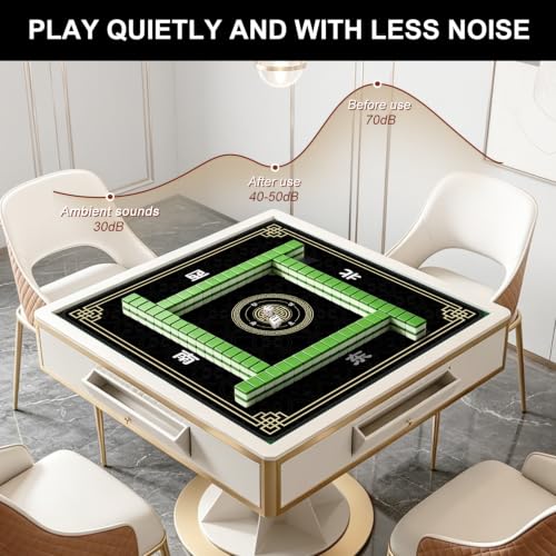Mahjong Mat for Table, 31.5" x 31.5" Noise Reduction Non Slip Waterproof Mahjong Table Mat with Carrying Bag, Suitable for Mahjong, Poker, Board Games, Dominoes, and Card Games(Black) - color: Black