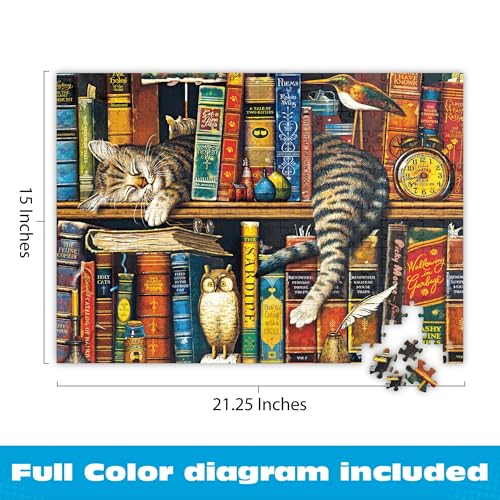Buffalo Games Charles Wysocki, Frederick the Literate, 300 Piece Puzzle | Jigsaw Puzzles for Adults, Oversized Easy-Grip Pieces, Full-Color Poster Included, Precision-Cut Pieces, Made in USA
