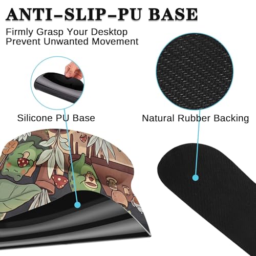 Arttown Keyboard Mouse Pad Set, 4 in 1 Desk Mat Set Frog Cute | Cartoon Plant Large Mousepad+Keyboard Wrist Rest+Mouse Wrist Rest+Coaster Ergonomic Design for Home Office Computer - color: Cute Frog