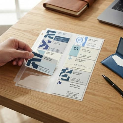 Business Card Holder Sleeves (25 Pack for 500 Cards) for 3 Ring Binder | Heavyweight Plastic Sheet Protect, Each Sleeve Holds 2x3.5 Namecards, 3-Hole Punched - size: 2.2x3.7inch-10pocket, style: 25 pack