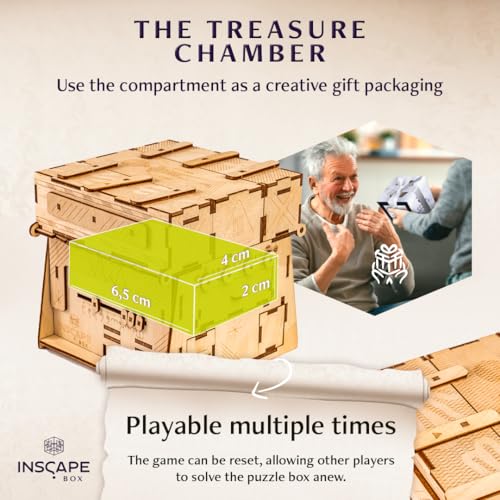 INSCAPE Cosmic Artifact Cluebox Puzzle Box for Adults Escape Room in A Box | Extremely Hard Difficulty - 3D Wooden Design With Hidden Compartments - Brain Teaser Game For Experienced Puzzlers - Gift