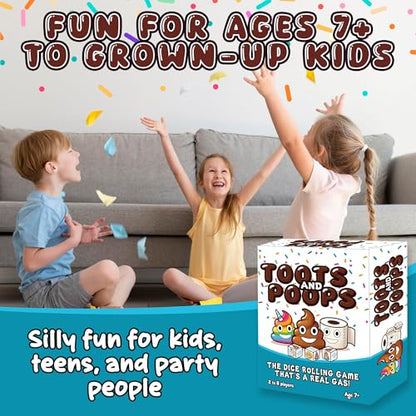 Toots & Poops – Fast-Paced Dice Rolling Game for Teens & Adults, Tabletop Family Games for Game Night Fun, Ideal Party, Camping & Travel Game for Teens & Adults, 2-8 Players Ages 7+