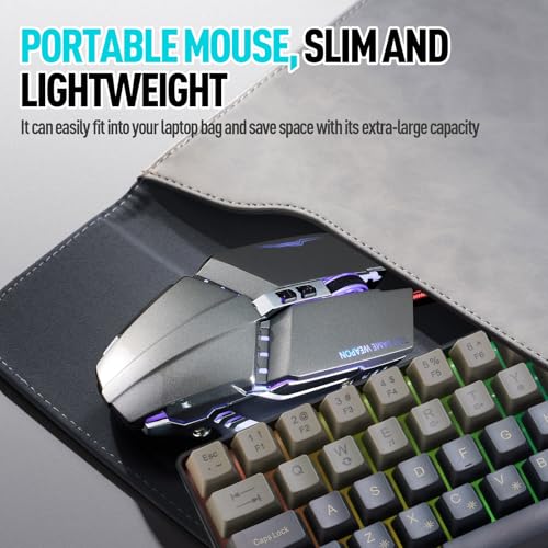Guiheng Wired 60% Gaming Keyboard and Mouse Combo, Ultra-Compact 61 Keys RGB Backlit Mini Keyboard, Lightweight 3200 DPI Optical, Wired Gaming Set for Windows,PC, MAC PS5 Xbox Gamer(Gradient Grey) - color: Gradient Grey combo