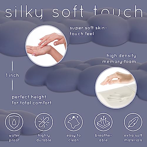 Cloud Keyboard Wrist Rest – Create-ables Qloud Cloud Wrist Rest for Computer Keyboard and Mouse, Ergonomic Memory Foam Wrist Pad with Non-Slip Base, Includes Cloud Mouse Pad – Slate Blue - color: 10 Slate Blue