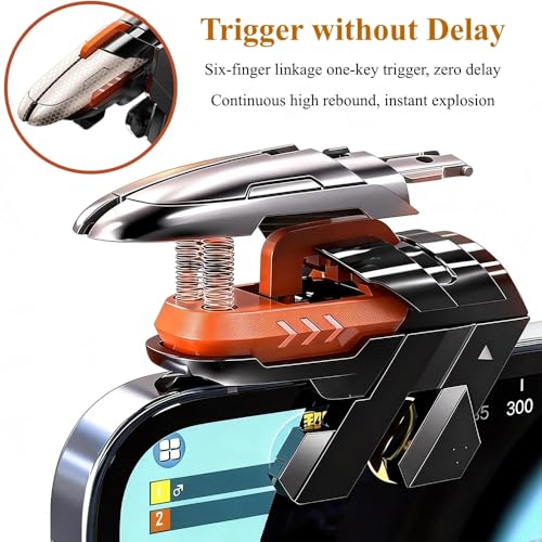 PXIRQ Mobile Phone Triggers for Gaming - 6 Finger Operation High Sensitive Aim & Shoot Game Physical Joystick Buttons for PUBG Mobile Game