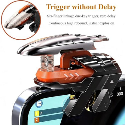 PXIRQ Mobile Phone Triggers for Gaming - 6 Finger Operation High Sensitive Aim & Shoot Game Physical Joystick Buttons for PUBG Mobile Game