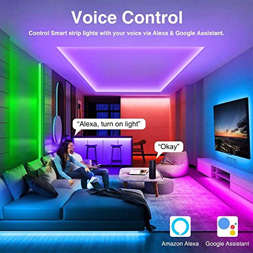MIHEAL 5050 WiFi Smart LED Strip Light, 65.6Ft, Black PCB, Non-Waterproof | App control, works with Android & iOS, IFTTT support, Black PCB 5050 LEDs, for home TV bedroom kitchen gaming room decor - size: 65.6ft