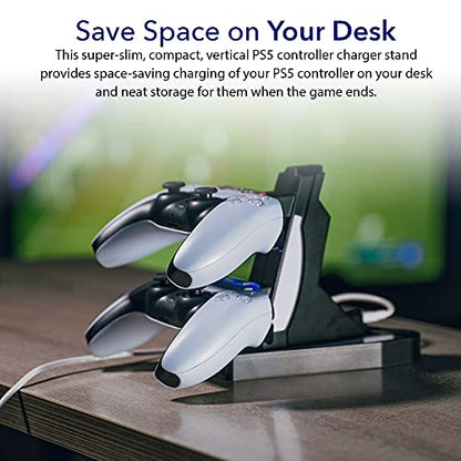 Charging Dock Station for PlayStation 5 Controllers - Vertical Controller Charger Stand, Dual Ports PS5 Charging Dock, Overcharge Protection PS5 USB Charging Station