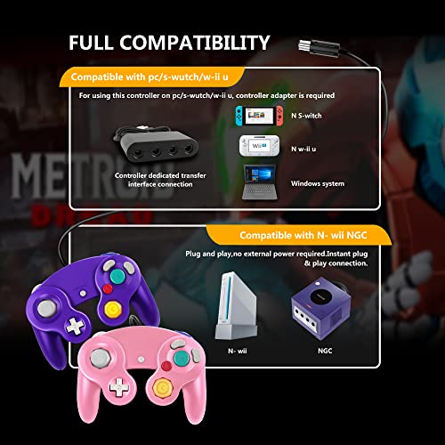 FIOTOK Gamecube Controller,Wired Controller for Wii & Gamecube (Pink) - color: Pink