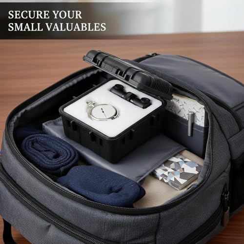 Compact Hard Shell Storage Case with Foam Insert, Durable PP Plastic Protective Box for Small Accessories, 4.9 x 4.3 x 2.8 Inches, Black