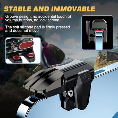 EasEasy PUBG Game Trigger, Mobile Phone Controller Compatible for PUBG/Rules of Survival/Knives Out, 6 Fingers Trigger with Sensitive Aim&Shoot Smartphone Joystick for iPhone & Android-Black+Gun - color: Black+Gun
