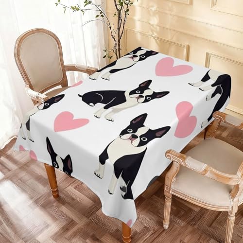 Fashion Kitchen Tabletop Rectangle Tablecloth Table Cover Waterproof for Dining Boston Terrier Bulldog - color: Color64, size: 53.9x72in
