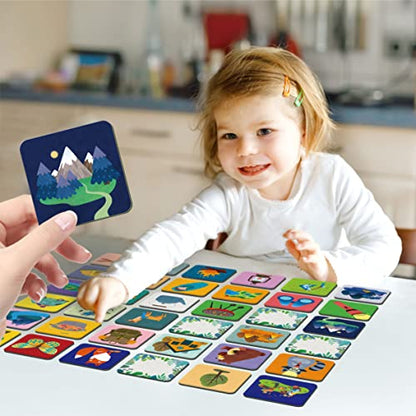 Hebayy Memory Matching Game, 72 PCS Camping Theme Matching Cards for Toddlers 36 Designs Memory Cards Educational Learning Toys for Preschool 4 5 6 Years Old - style: Camping Theme