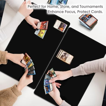 Classic Black TCG Playmat – Solid Color Card Game Mat for All Trading Card Games, 24x14 inch, Stitched Edge, Non-Slip Rubber Base, with Prismatic Playmat Tube - color: Solid Black