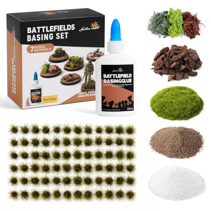 golden maple Basing Kit - Miniature Basing Material & Terrain, Static Grass | Static grass + basing glue kit — miniature basing material for miniature terrain, ready for model bases and dioramas