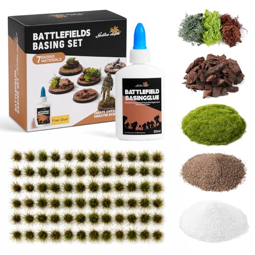 golden maple Basing Kit - Miniature Basing Material & Terrain, Static Grass | Static grass + basing glue kit — miniature basing material for miniature terrain, ready for model bases and dioramas