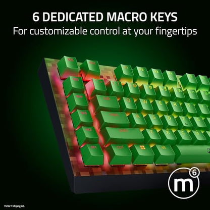 Razer BlackWidow V4 X Mechanical Gaming Keyboard, Minecraft Edition | Green Switches Tactile & Clicky, 6 Macro Keys, Chroma RGB, Doubleshot ABS Keycaps, Sound Dampening & Stabilizers - color: Minecraft Edition