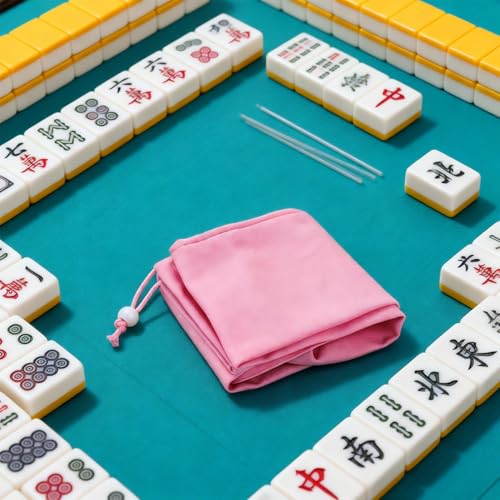 Klmnop 35 Inch Long Mahjong Mat Storage Bag for Enthusiasts Traveling to Game Nights, Lightweight Canvas Carrying Bag with Double Straps and Drawstring, Board Game Accessory Holder