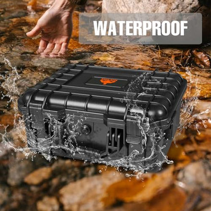 Jack Boss Hard Case, 13.6 x 11.4 x 6 Inch Portable Weather Waterproof Protective Camera Case with Customizable Foam, Fit Use of Drones, Camera, Equipments，Black - color: BLACK, size: 13.6x11.4x6 in
