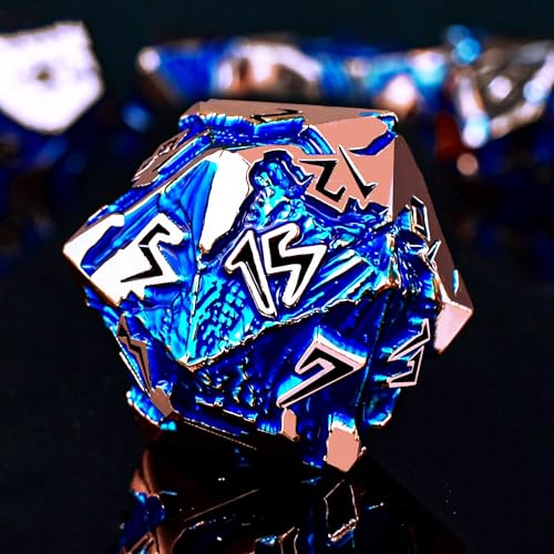 Rule Dice- Metal DND Dice Set, Dungeons and Dragons Dice, D&D Dice Unique Polyhedral MTG RPG Role Playing D and D Dice Set, Role Playing Game Dice with Gifts Box(Rose Gold) - color: Rose Gold