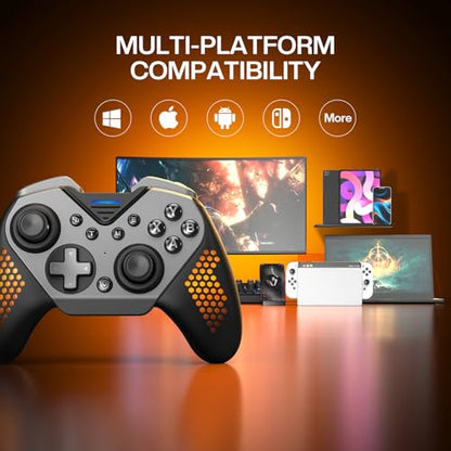 NYXI Flexi Wireless PC Gaming Controller, 1000Hz Polling Rate Hall Effect Joystick, Interchangeable D-pad&Left Joystick, 4 Mppable Buttons, Adjustable Turbo/Vibration for PC/Switch/iOS/Android | 1000Hz Polling Rate, Hall Effect Joystick, Interchangeable D