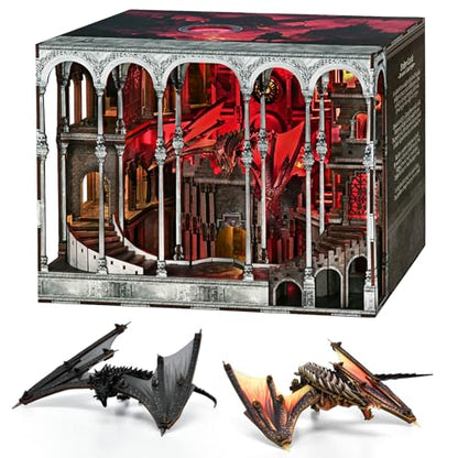 MiniCity Ember Castle Book Nook Kit, DIY 3D Wooden Miniature House with LED | 596-piece wood/paper/plastic kit with LED and dust cover; glue/tools included; 10-12 hr build for shelf decor, ages 14+. - style: Ember Castle