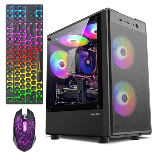 Prebuilt Gaming PC Desktop, Intel Core I7 Desktop Computer up to 3.9 GHz | GTX 1050Ti 4G Graphics Card, 16GB RAM, 512GB SSD, WiFi, RGB Fan, Win11, Tower Computer for Game, Office and Study