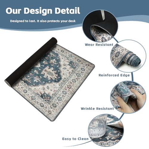 Baziabbo Desk Mat,XXL Extended Large Mouse Pad,Gaming Mousepad with Stitched Edge,Non-Slip Rubber Base Keyboard Desk Pad for Home Office Study Game (Neutral) - color: Neutral