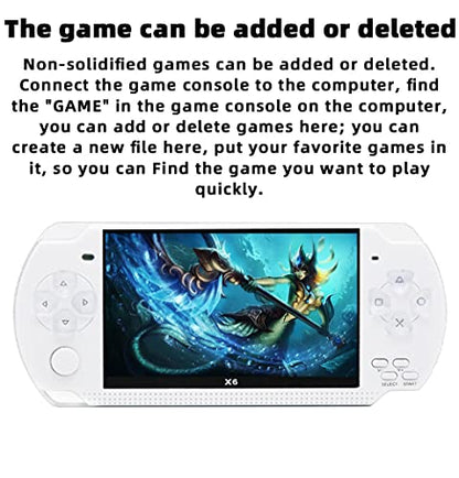 JXD Handheld Game Console 4.3 inch 8GB Built in 2000 Games for Multiple Simulators X6 Retro Video Game Console Mp3/4/Ebook TV Out Mini Hand Portable Game Player Device Holiday (White)