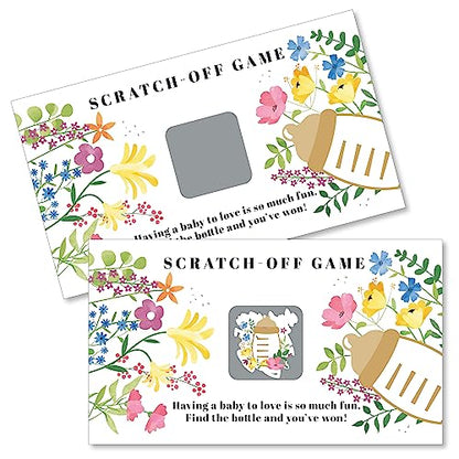 Big Dot of Happiness Wildflowers Baby - Boho Floral Baby Shower Game Scratch Off Cards - 22 Count - style: Wildflower