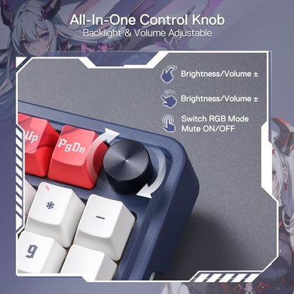 Redragon K686 PRO Wireless RGB Gasket Gaming Keyboard, Dye-Sub Anime Keycap | Multi-Function Control Wheel, 0-Delay Tri-Mode, Cushioned 5-Layer Noise Dampening for Creamy Thocky Sound, Practical 98 Keys - color: Eisa's Paradox (Anime Version), size: 98 Ke