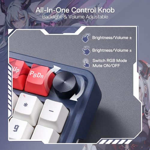 Redragon K686 PRO Wireless RGB Gasket Gaming Keyboard, Dye-Sub Anime Keycap | Multi-Function Control Wheel, 0-Delay Tri-Mode, Cushioned 5-Layer Noise Dampening for Creamy Thocky Sound, Practical 98 Keys - color: Eisa's Paradox (Anime Version), size: 98 Ke