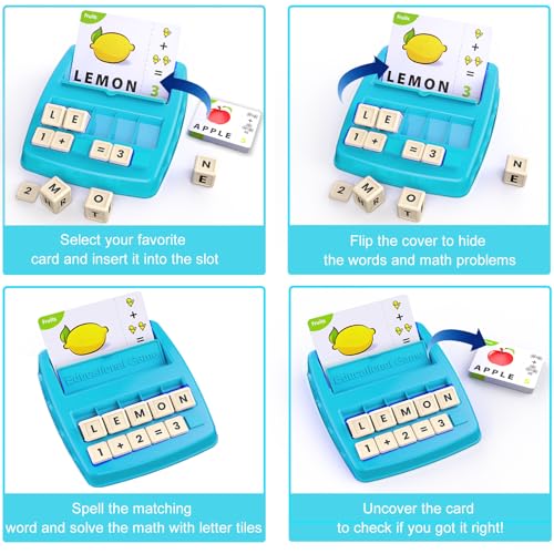 Toys for 3-8 Year Olds Boys Girls, Matching Letter Game Educational Games for Kids Ages 3-8 Birthday Gifts for 3-8 Year Olds Boys Girls Preschool Kindergarten Educational Spelling Toys Light Blue - color: Light Blue