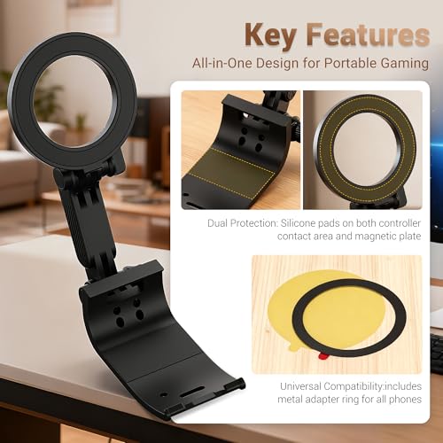 KIWIFOTOS Magnetic Phone Mount for PS5 Wireless Controller | PlayStation 5 Dualsense Wireless Controller Phone Stand Holder for Magsafe iPhone 17 16 Samsung Pixel(Phone Mount only) - color: for PS5 Gaming Controller
