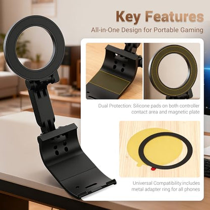 KIWIFOTOS Magnetic Phone Mount for PS5 Wireless Controller | PlayStation 5 Dualsense Wireless Controller Phone Stand Holder for Magsafe iPhone 17 16 Samsung Pixel(Phone Mount only) - color: for PS5 Gaming Controller