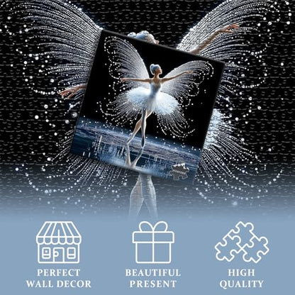 Impossible Puzzle for Adults 1000 Piece, Butterfly Lady Puzzle Dancing Women Pretty, Elegant Ballet Aesthetic Art Jigsaw Puzzle - style: Butterfly Ballet Puzzle